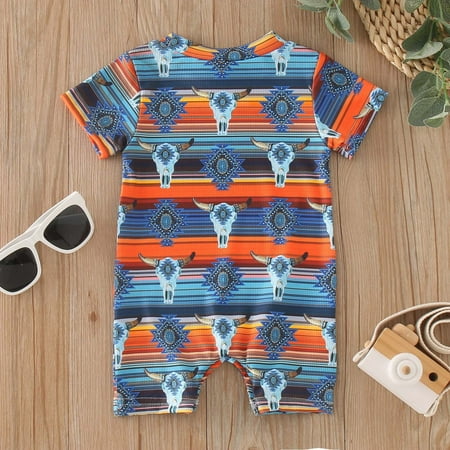 

nsendm Boys Girls Short Sleeve Cartoon Prints Pullover Romper Sweatshirt Jumpsuit Romper Boy 24 Months Childrenscostume Blue 6-9 Months
