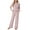04-Pink, variant on Women's Pajama Set Long Sleeve Lounge Set Ribbed knit Sleepwear Two Piece Pjs Set with Pocket