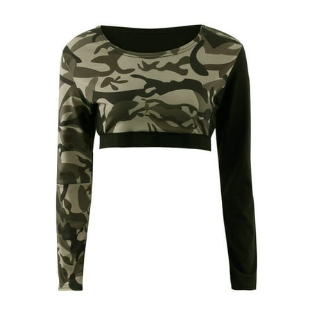 Cropped Stretch Tights - High Quality Summer Women Sexy Set Workout Fitness Ladies Tight Camouflage Soft Crop Tops Trousers