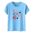 thumbnail image 5 of Camiseta de Manga Corta de Cuello Redondo con Patrones de Corazón de Moda de Primavera de las Mujeres Vintage Clásico Top de Humor para Diario, Fiesta, Primavera Y Verano, 5 of 5