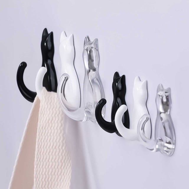 Ganchos para ventosas - Paquetes de 2 ganchos adhesivos fuertes para cocina y baño, sin taladro colgante sin rastros, plástico blanco y transparente, 5,8x2,9x3cm