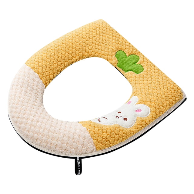 Toilet Seat Cover, Adhesive Buckle Rabbit Cushion with Handle for Standard Toilet Seats