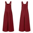 thumbnail image 4 of Aayomet Womens Jumpsuits Dressy With Pockets Solid Jumpsuit Color Straps Women's Wide Leg Casual Vintage Women's Jumpsuit,Red S, 4 of 4