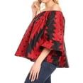 thumbnail image 3 of Sakkas Oni Women's Off the Shoulder African Ankara Wax Print Blouse Top Oversize - 114-RedBlack - One Size Regular, 3 of 5