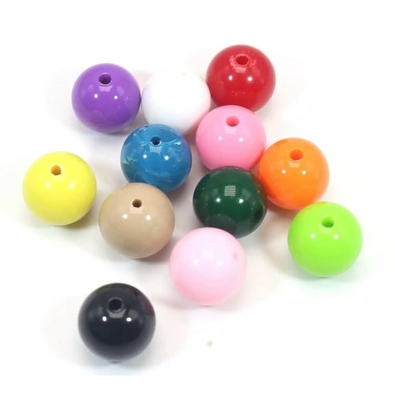 EOEMY 30 Mixed Bubblegum Candy Color Acrylic Round Beads 16mm(0.62") Smooth Ball
