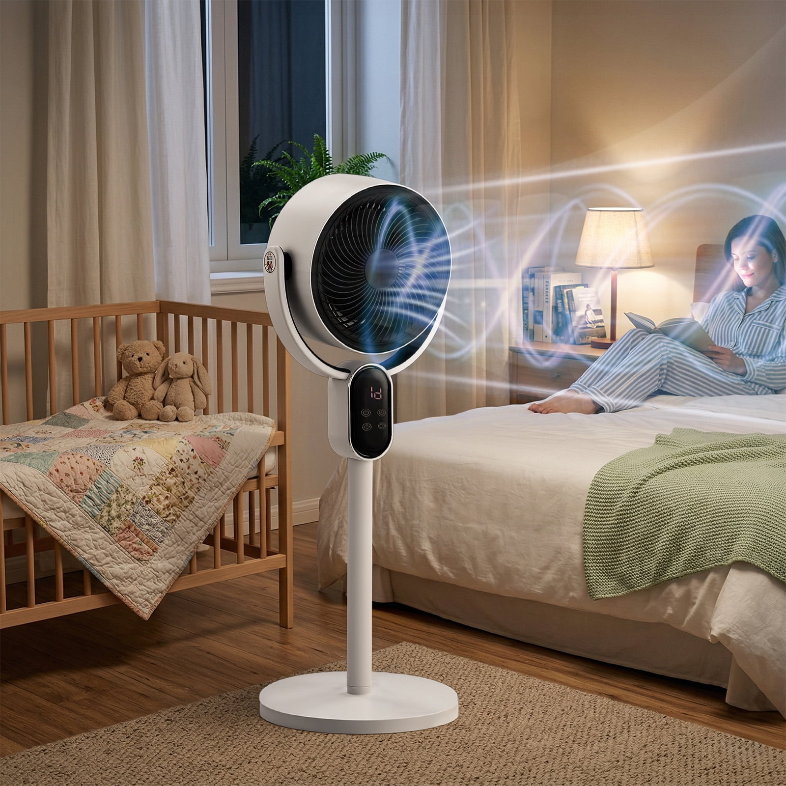 Circulation Fan, 40W 2 in 1 Air Circulator Fan with Remote Control, 3 Speed Levels, 12H Timer, Manual Vertical Adjustment, Automatic Horizontal Oscillation, LED Display & Remote Control