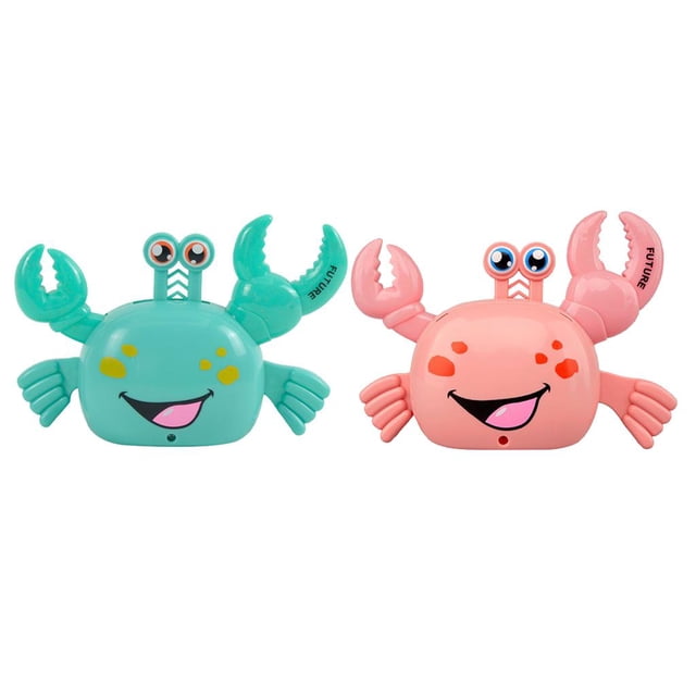 2 Piezas Juguetes De Cangrejo Eléctrico Retroceso Sonido Y Luz Modelo Animal De Rotación Automática Sunnimix Cangrejo eléctrico de dibujos animados para niños