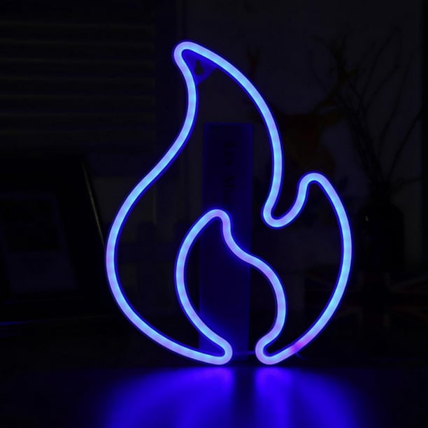 Flame Neon Sign Led Light Wall Decor Up For Bedroom Kids Room Living Bar Party Wedding Battery Or Usb Powered Com - Neon Light Up Wall Art
