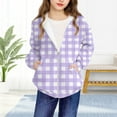 thumbnail image 4 of SERTG Boys and Girls Checkered Hooded Jacket Zip Front Long Sleeve Sporty Casual Outerwear Top for Children 4-12 Years(Purple,5 Years), 4 of 8