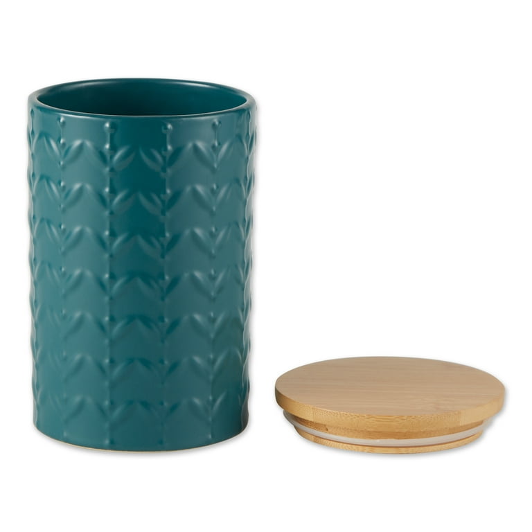 DII Teal Matte Retro Vine Texture Ceramic Canister (Set of 3)