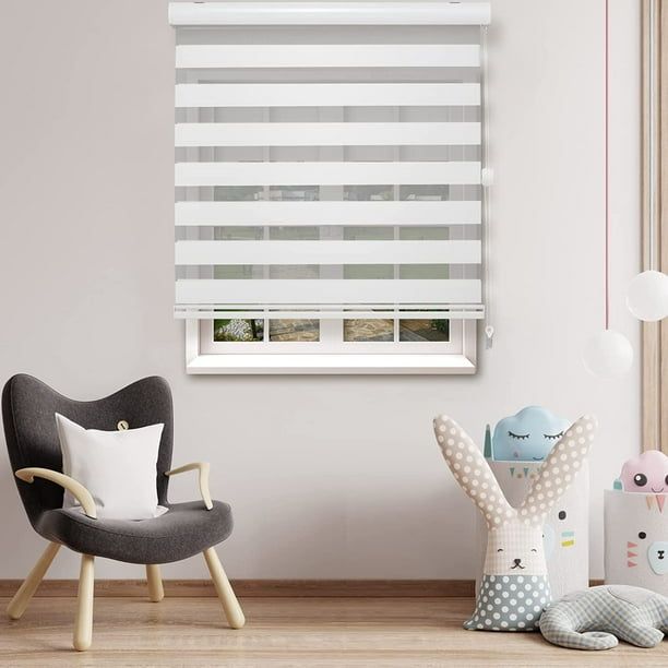 Zebra Blinds, Corded Dual Layer Zebra Roller Window Shades, Child Safe