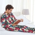 thumbnail image 6 of Salouo Beautiful Flower Print Button-Front Long Sleeve Pajama Set for Men, Soft 2Pjs Men's Long Sleeve Sleepwear-XX-Large, 6 of 7
