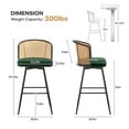 thumbnail image 5 of ANMINY Rattan Swivel Bar Stools Set of 4, 29" Bar Height with Rattan Back and Metal Legs, Mid-Century Modern Armless Boucle Fabric Barstools Seat, Upholstered Bar Height Stools for Kitchen Island, 5 of 12
