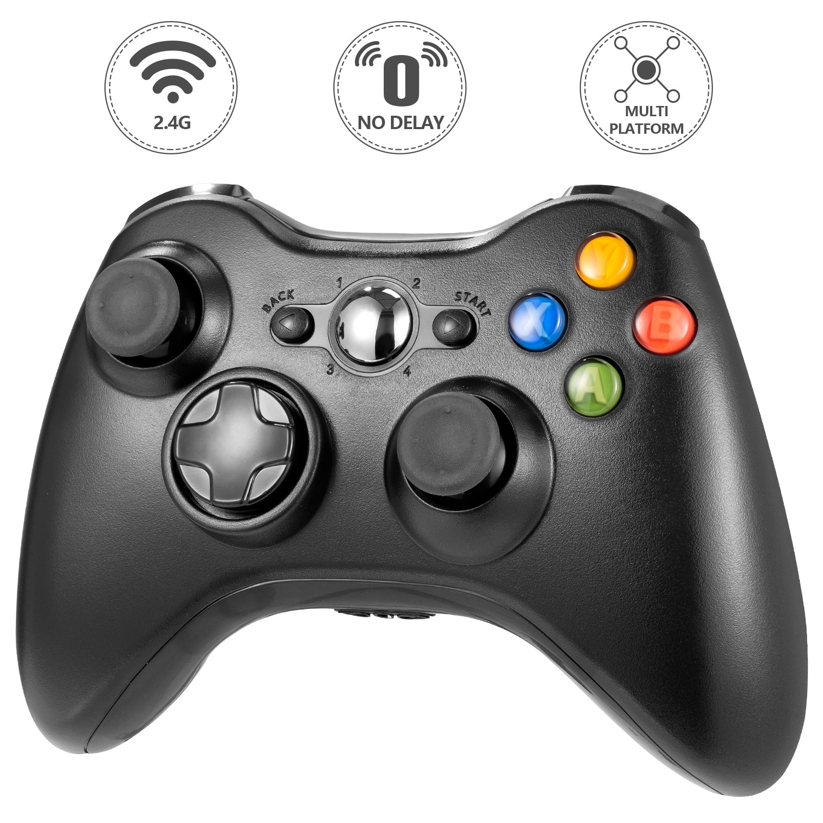 bereik Zin scheren MIADORE Wireless Controller for Xbox 360, 2.4GHz Game Controller Joystick  Remote Wireless Gamepad for Xbox 360/Xbox 360 Slim/PC/Windows 7 8 10 with  Dual Vibration (Black) - Walmart.com