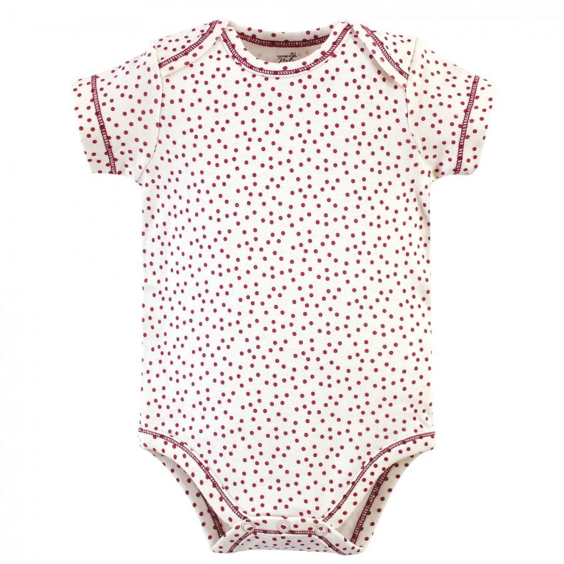 Touched by Nature Baby Girl Organic Cotton Bodysuits 5pk, Cherry Blossom, 0-3 Months