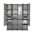 thumbnail image 1 of QXDRAGON 20-Cube DIY Plastic Shoe Rack Modular Shelving Storage Organizer Cabinet, Gray, 1 of 9