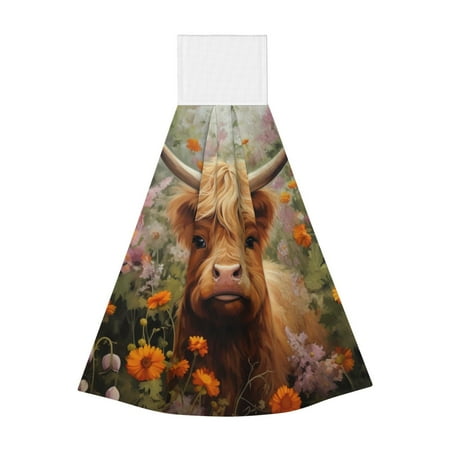 

Ocsxa Cute Floral Cow for Hand Towels Hand Wipes with Velcro Soft and Fast Absorbent Hanging Towels Reusable Cleaning Cloth for Kitchen/Bathroom/Laundryroom 14x18In
