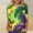 1-Green, variant on REORIAFEE Graphic Tees Women Mardi Gras Green Purple Yellow 3/4 Sleeve Shirts Round Neck Carnival Fancy Tees Theme Party Fashions Tops Loose Blouse Green XXL