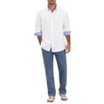 thumbnail image 2 of INSPIRE CHIC Men's Back to School Dress Shirts Long Sleeve Button Down Business Contrast Shirt M White, 2 of 6