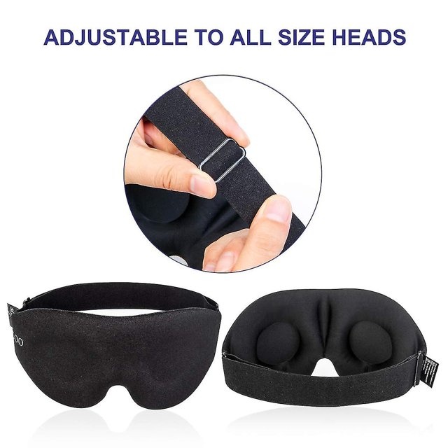 Máscara de ojos para dormir Copa contorneada 3d Venda de los ojos Máscara de sue?o de noche moldeada cóncava Bloquear la luz con Womenblack2pcs LingWen 8390606694119