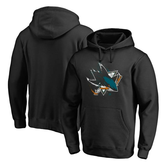 Men's Black San Jose Sharks Splatter Logo Pullover Hoodie