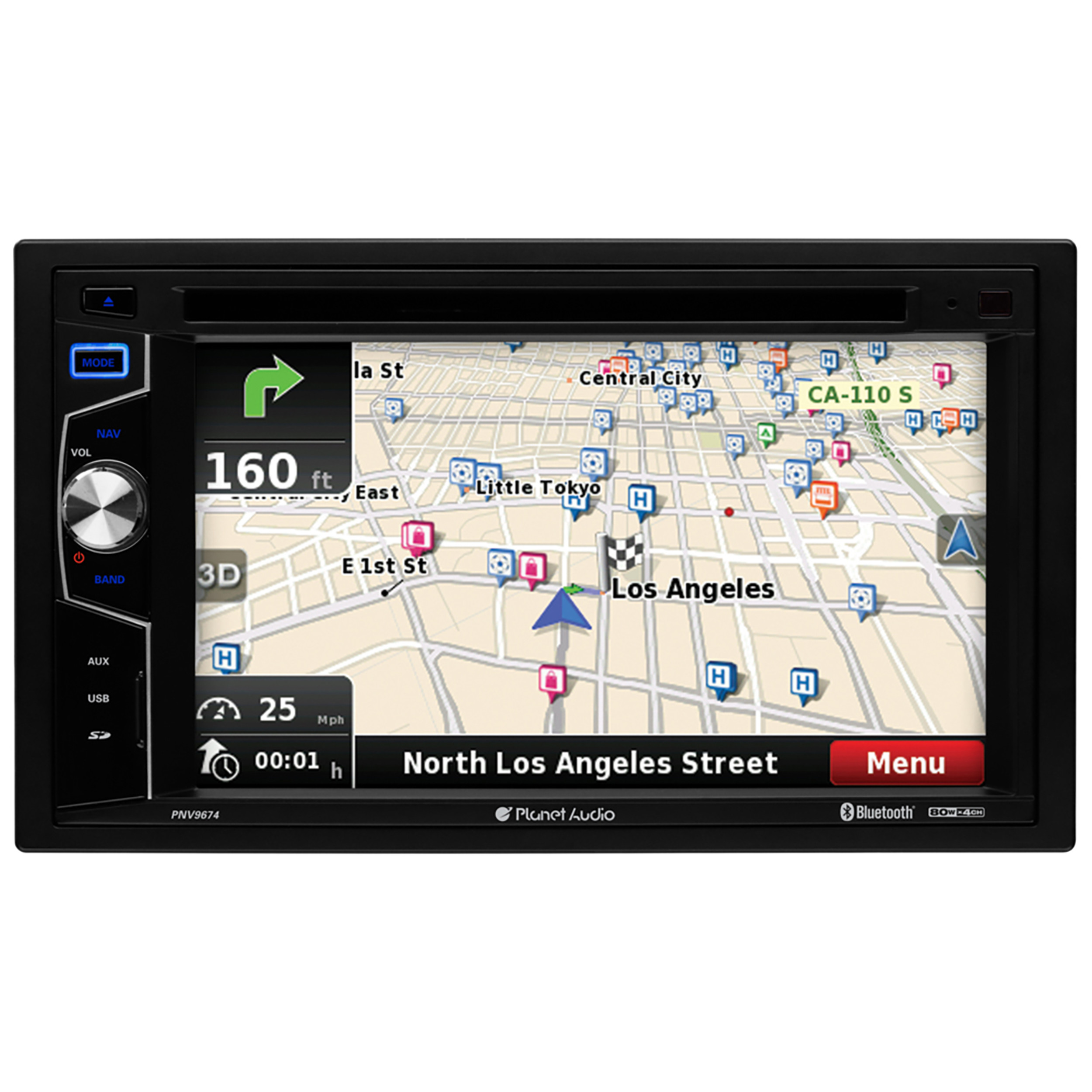 Planet Audio PNV9674 Car 6.2” Touchscreen Bluetooth Navigation, DVD USB SD AM/FM - image 7 of 9