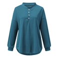 thumbnail image 4 of MesaSe Women‘s Solid Color Long Sleeve Button Open Neck Pullover T-Shirt, 4 of 6