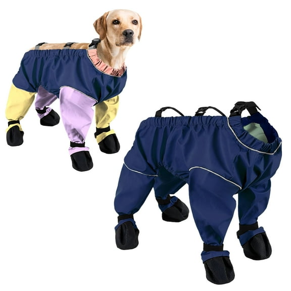 GASTROPOD Waterproof Dog Shoes Leggings, Adjustable Suspender Boots for Dogs Winter Snow Rain Hiking Walking, Anti-Dirty Dogs Pants Reflective Pet Paw Protector for Small Medium Dogs