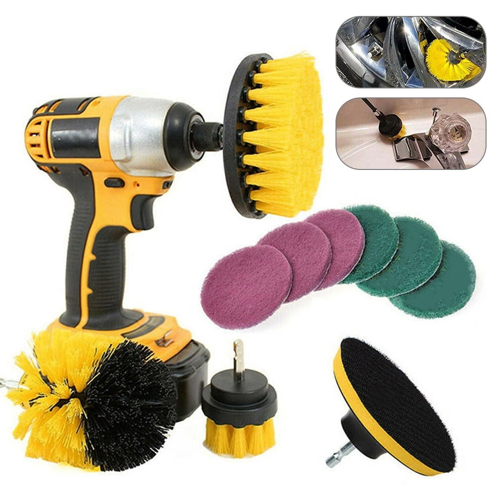 Brick,Ceramic Surface YIHATA Drill Brushes Attachment Set Kit,Drill Scrubbing Brush,4 Piece Cleaner Extended Long Attachment Power Cleaning Bathroom Tub,Pool Tile,Kitchen Sink,Flooring Green
