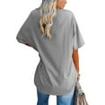 thumbnail image 2 of Anbech Shoulder Drop Shirt for Women Oversized Tshirt V Neck Casual Solid Loose Fit Short Sleeve Top, 2 of 3