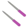 thumbnail image 2 of FRCOLOR nail art tool 2pcs Stainless Steel Double Side Nail File Emery Board Straight Nail Files Nail Polish Patching Professional Tools (Rosy),4.72"X0.59"X0.39", 2 of 5