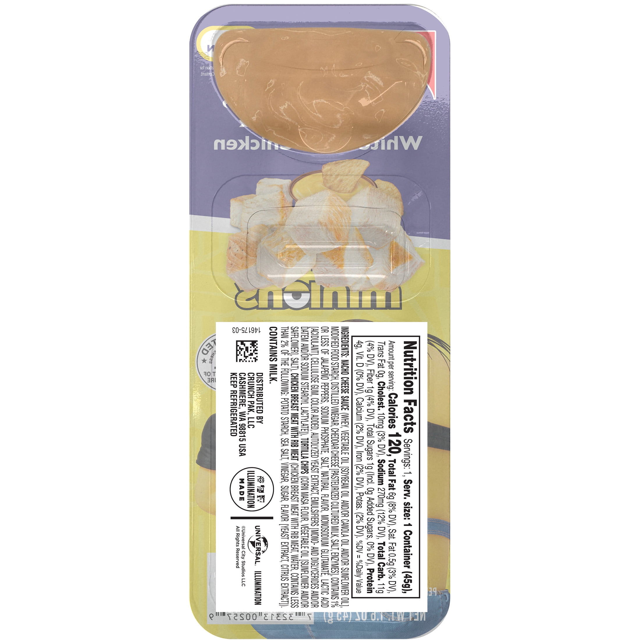 Crunch Pak Featuring Minions with Grilled Chicken, Nacho Cheese, and Tortilla Chips 1.6oz Snack Tray