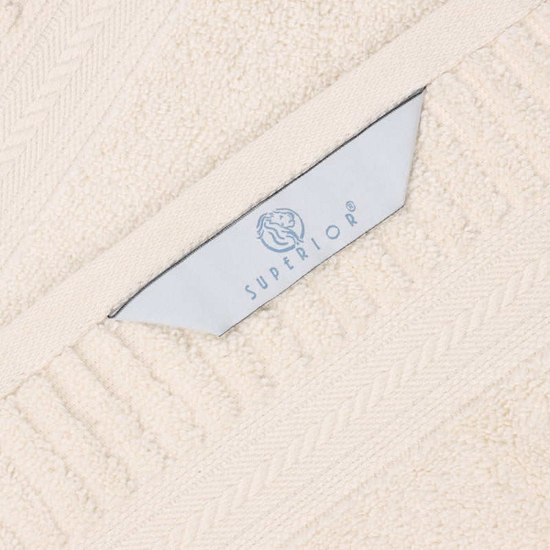 Superior Venice Ribbed Textured Border Zero Twist 6 Piece Towel Set, Ivory
