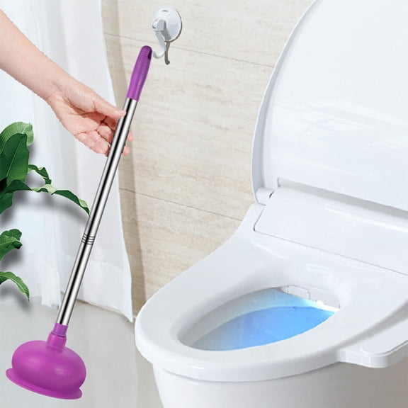 Heavy Duty Toilet Plunger with High Pressure Suction Rubber Plunger for Sink Drain Clogged Toilet Kitchen Bathroom Unblocking with Ergonomic Handle and Extra Long Handle for Heavy Duty Use