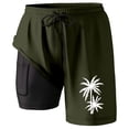 thumbnail image 4 of Men Swim Trunks Palm Tree Beach Quick-Dry Lightweight 2 In 1 4-Way Stretch Bathing Suit Army Green M, 4 of 4