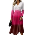 thumbnail image 2 of Women's Summer Maxi Dress V Neck Long Sleeve a Line Dresses High Waist A-Line Swing Sundress, 2 of 6