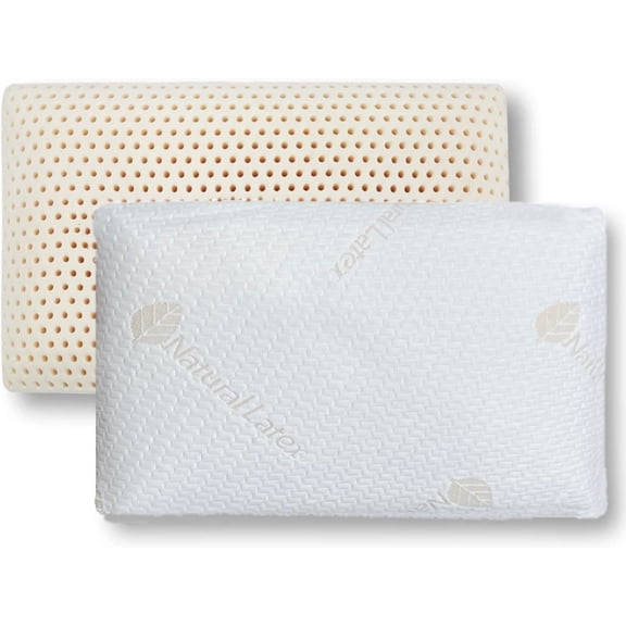 QQbed 100% Natural Talalay Latex Pillow, Medium Soft Support with Removable Breathable Certified Cover