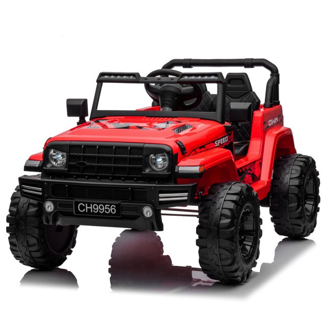 Zimtown Coche eléctrico para niños a batería de 12V con 2.4G RC, reproductor MP3, radio, puerto USB, luces LED, 3 velocidades - Rojo Zimtown Coche eléctrico