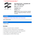 thumbnail image 2 of Rear Brake Pad Set - Compatible with 2019 - 2023 Ram 3500 2020 2021 2022, 2 of 2