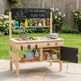 thumbnail image 5 of Costway Outdoor Mud Kitchen for Kids, Wooden Play Pretend Kitchen with Cooking Accessories Natural, 5 of 11