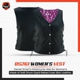 thumbnail image 3 of Daniel Smart Black Women Leather Vest Goat Skin Leather Vest with Unique Purple Paisley Lining, 3 of 8