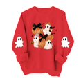 thumbnail image 4 of NSLGXD Halloween Sweatshirts for Women Spooky Ghost Graphic Pullovers Stretch Work Round Neck Long Sleeve Y2k Tops Halloween Costumes, 4 of 5