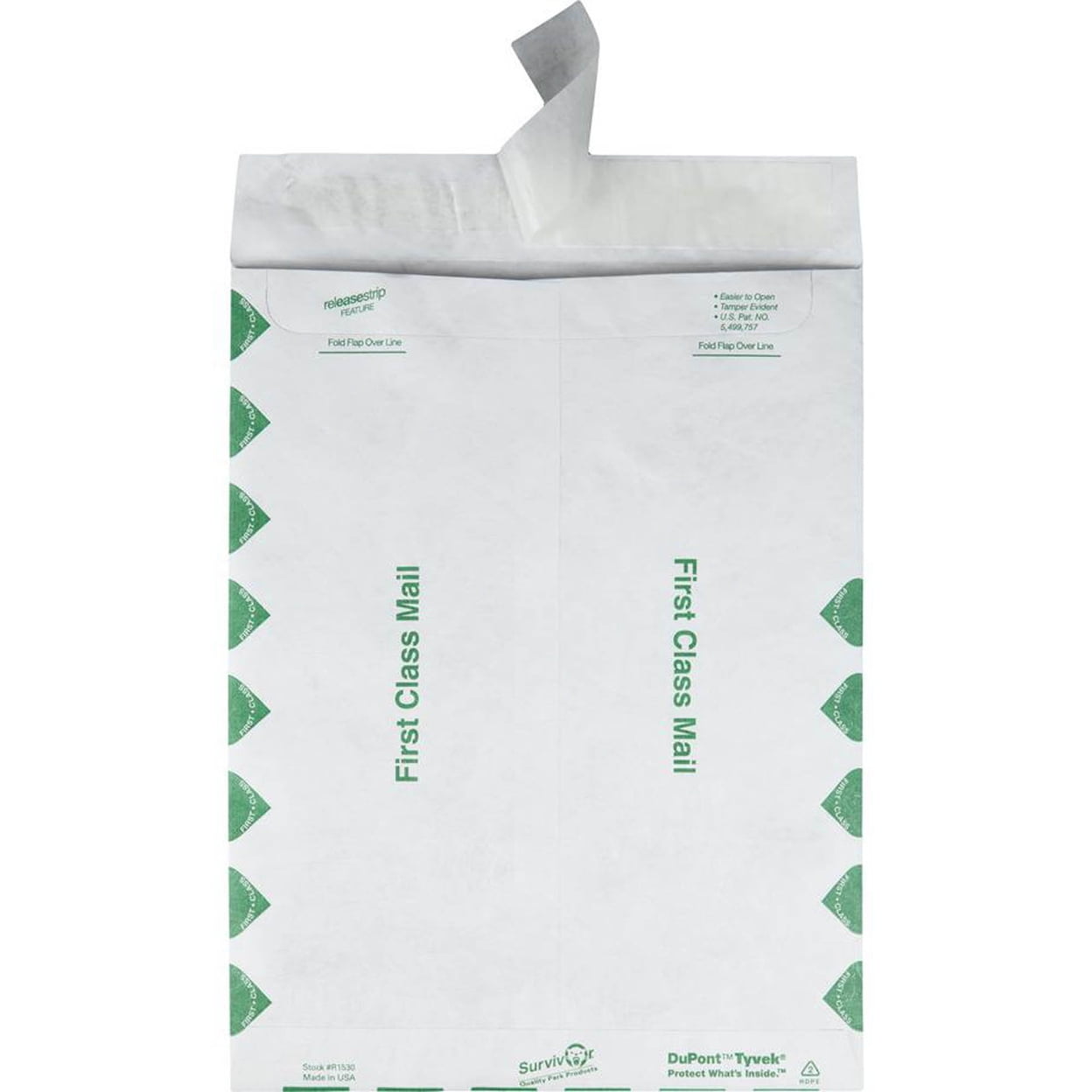 Quality Park Survivor Tyvek First Class Envelopes - First Class Mail - 2 1by2 - 9 1by2"W x 12 1by2" L- 14 lb - Peel &