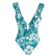 Michael Michael Kors Teal White Ruffled One-Piece Swimsuit 6