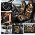 thumbnail image 3 of XYZCANDO Cow Ethnic Print Steering Wheel Cover Car Trash Can Center Mirror Cover Coasters Car Seat Cover Seat Belt Cover Keychain Lipstick Cover Comfortable Easy Installation Fit Most Car, 3 of 5
