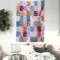 thumbnail image 3 of Vintage Tapestry, Geometric Checkered Squares with Blooming Flowers Spring Season Plant Arrangement, Wall Hanging for Bedroom Living Room Dorm Decor, 60W X 80L Inches, Multicolor, by Ambesonne, 3 of 5