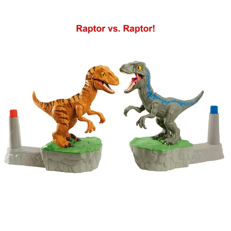 Rock 'Em Sock 'Em Robots Blue vs Atrociraptor Jurassic World Dominion Game  