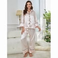 thumbnail image 3 of Conjunto de pijama de seda simulada para mujer, otoño e invierno, manga larga, 3 of 8
