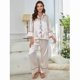 thumbnail image 3 of Conjunto de pijama de seda simulada para mujer, otoño e invierno, manga larga, 3 of 8