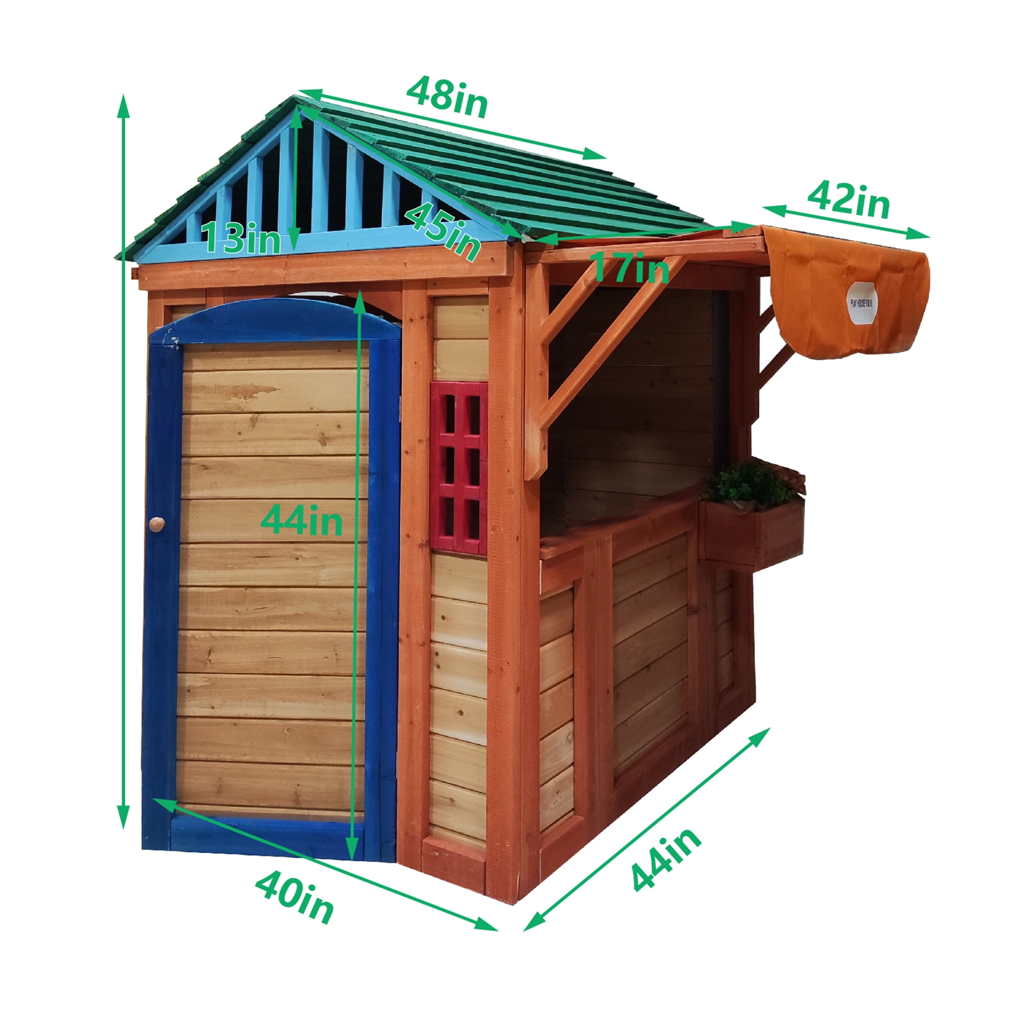 CIPACHO 64" Eco-Friendly Outdoor Solid Wooden 4-in-1 Game House for Kids Garden Playhouse with Different Games on Every Surface, Orange CIPACHO 64" Eco-Friendly Outdoor Solid Wooden 4-in-1 Game House for Kids Garden Playhouse with Different Games on Every Surface, Orange